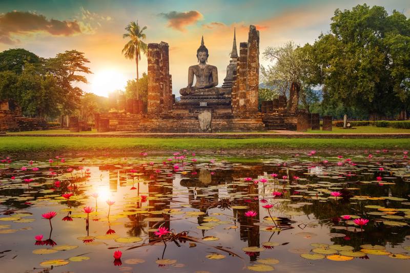 Thailandia, Sukhothai Historical Park, tempio di Wat Mahathat