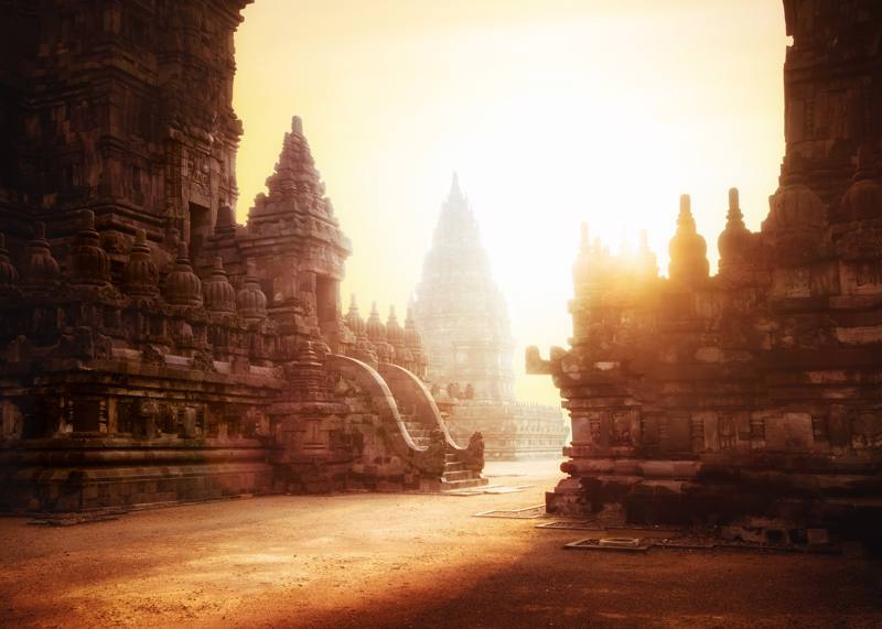 Indonesia tempio Prambanan  indù a Yogyakarta Isola di Java