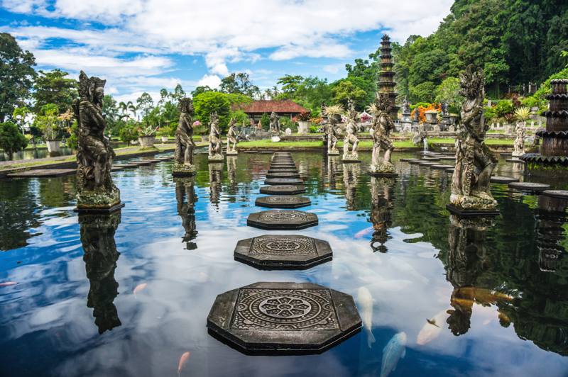 Palazzo dell'acqua di Tirta Gangga in Bali orientale, Karangasem, Indonesia