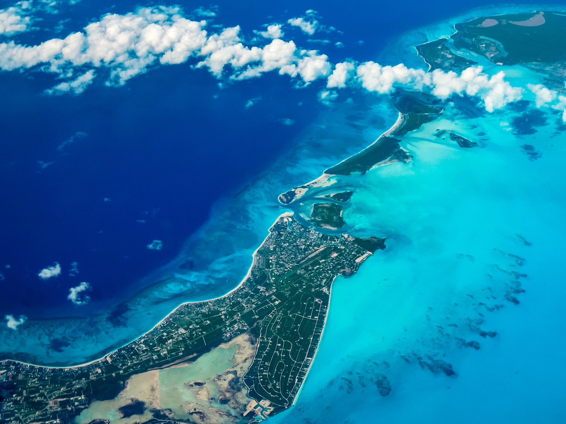 Vista aerea delle isole di Turks and Caicos