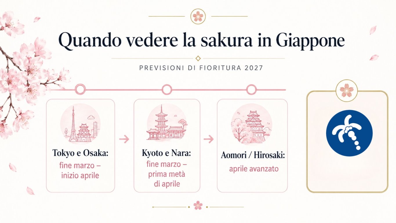 Giappone in primavera durante la sakura con paesaggio urbano e ciliegi in fiore