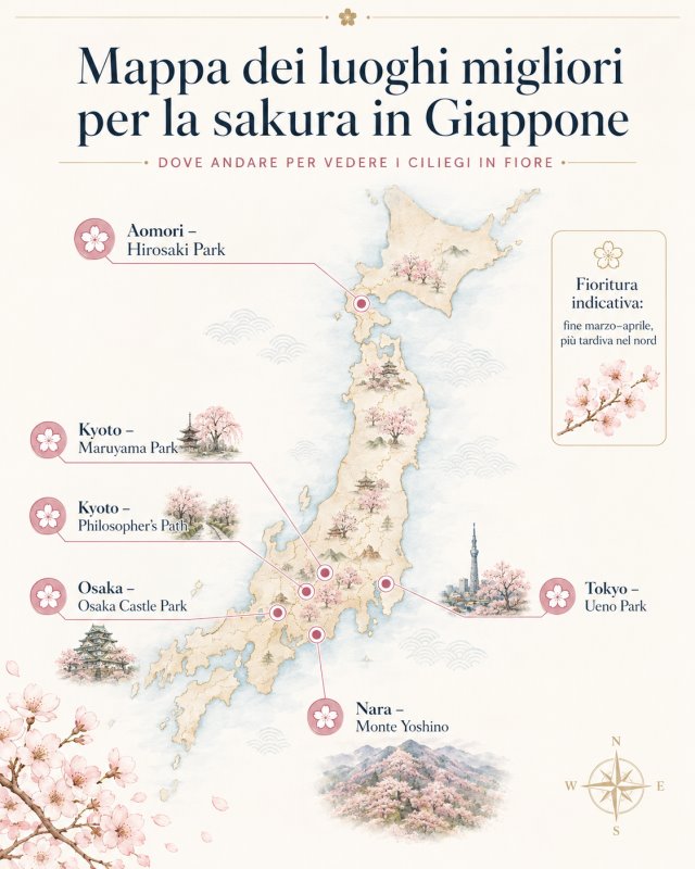 Ciliegi in fiore in Giappone durante il periodo della sakura